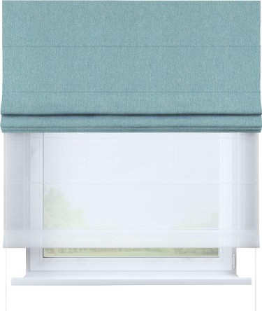 Римская штора «Кортин» день-ночь, ткань твид блэкаут, небесно-голубой