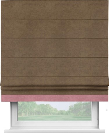 Римская штора «Кортин» с кантом Джестер, для проема, ткань софт однотонный бронзовый