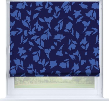 Римская штора «Кортин» на створку «Синие цветы»