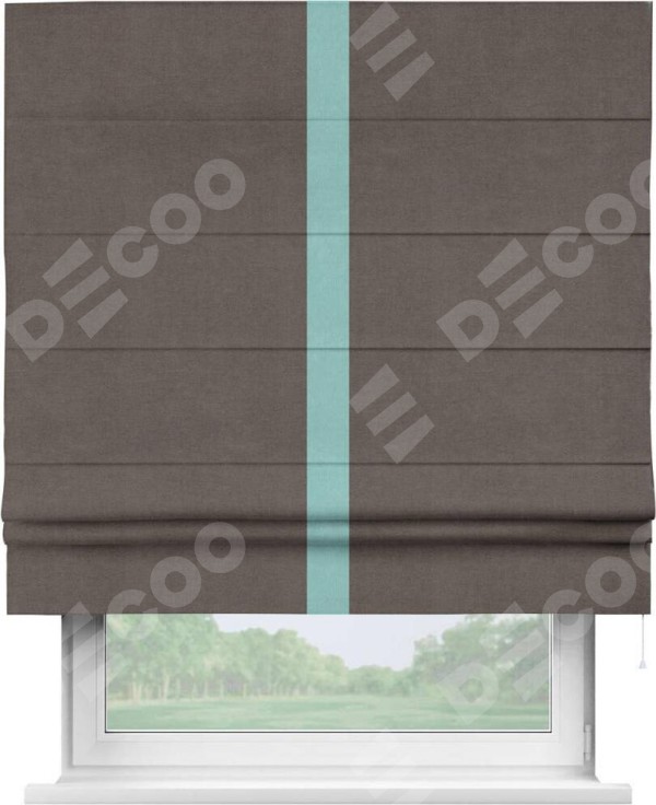 Римская штора «Кортин» с кантом Хайвэй, для проема, ткань вельвет коричневый