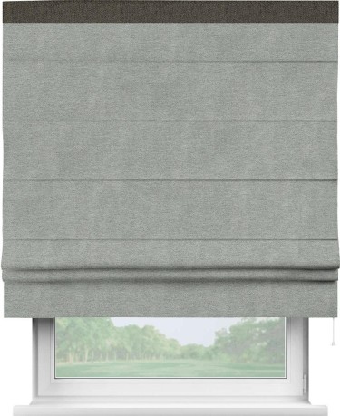 Римская штора «Кортин» с кантом Кинг, для проема, ткань твид блэкаут, светло-серый