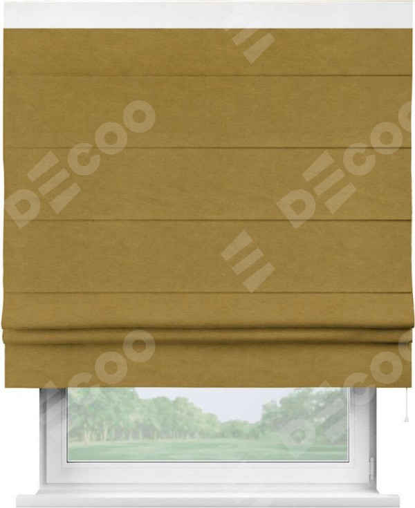 Римская штора «Кортин» с кантом Кинг, для проема, ткань вельвет светло-коричневый