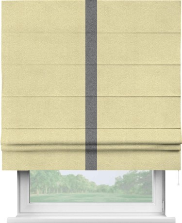 Римская штора «Кортин» с кантом Хайвэй, для проема, ткань софт однотонный молочный
