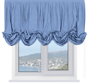 Австрийская штора «Кортин», вельвет васильковый