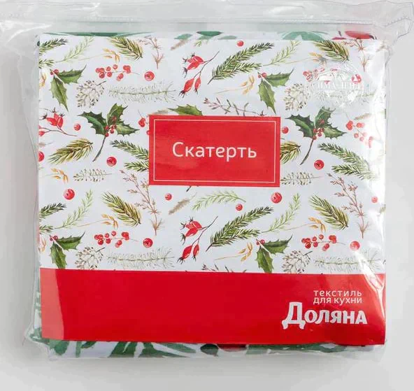 Скатерть Доляна «Новый год: Сhristmas berries» 145*180 +/- 2 см, 100% п/э