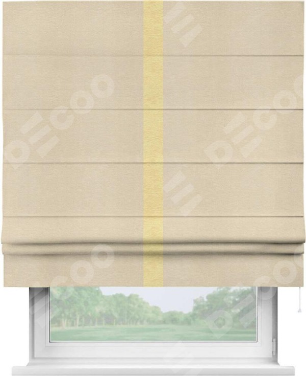 Римская штора «Кортин» с кантом Хайвэй, для проема, ткань софт однотонный бежевый лайт