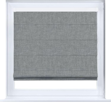 Римская штора «Кортин» кассетная, ткань рогожка димаут, тёмно-серый