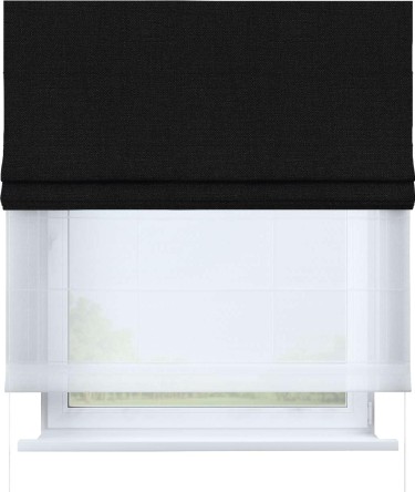 Римская штора «Кортин» день-ночь, ткань лён чёрный