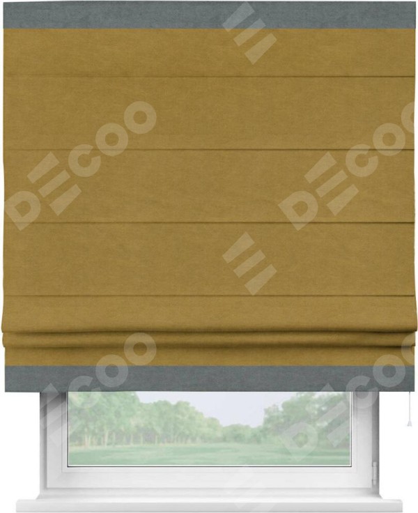 Римская штора «Кортин» с кантом Горизонт, для проема, ткань вельвет светло-коричневый