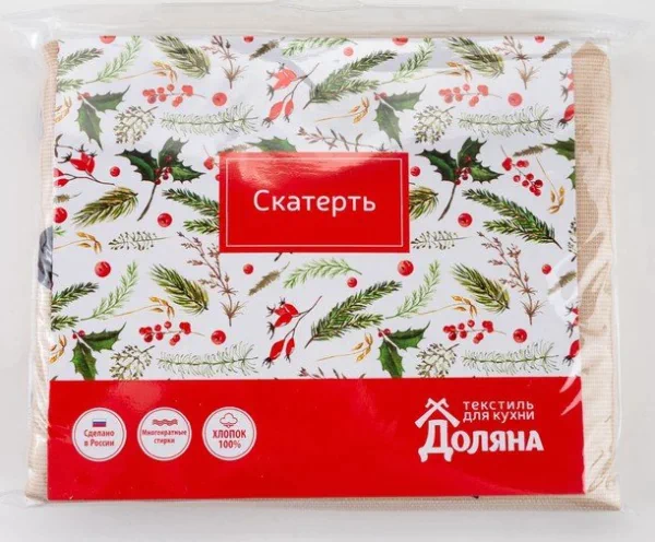 Скатерть "Доляна" Merry Christmas 146х220см, 100%хл, рогожка 164 г/м2