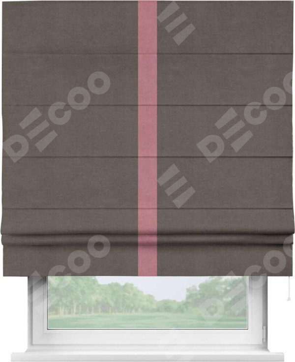 Римская штора «Кортин» с кантом Хайвэй, для проема, ткань вельвет коричневый