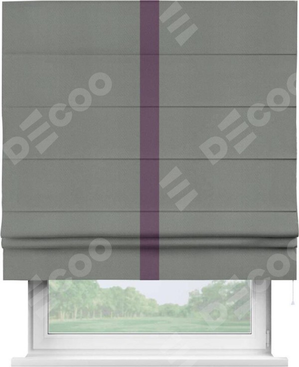 Римская штора «Кортин» с кантом Хайвэй, для проема, ткань блэкаут однотонный тёмно-серый