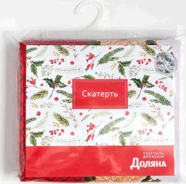 Скатерть Доляна «Новый год: Процветания в Новом году» 145×220 см, 100% п/э