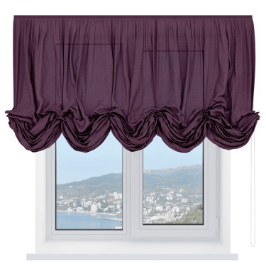 Австрийская штора «Кортин», ткань лён фиолетовый