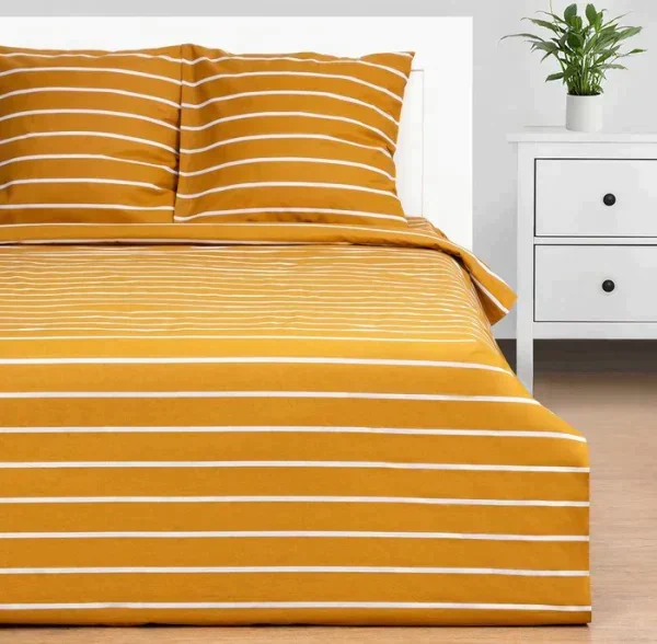 Постельное бельё Этель Дуэт Mustard stripes 143х215см-2шт, 220х240см, 70х70см-2шт, 100% хлопок, поплин