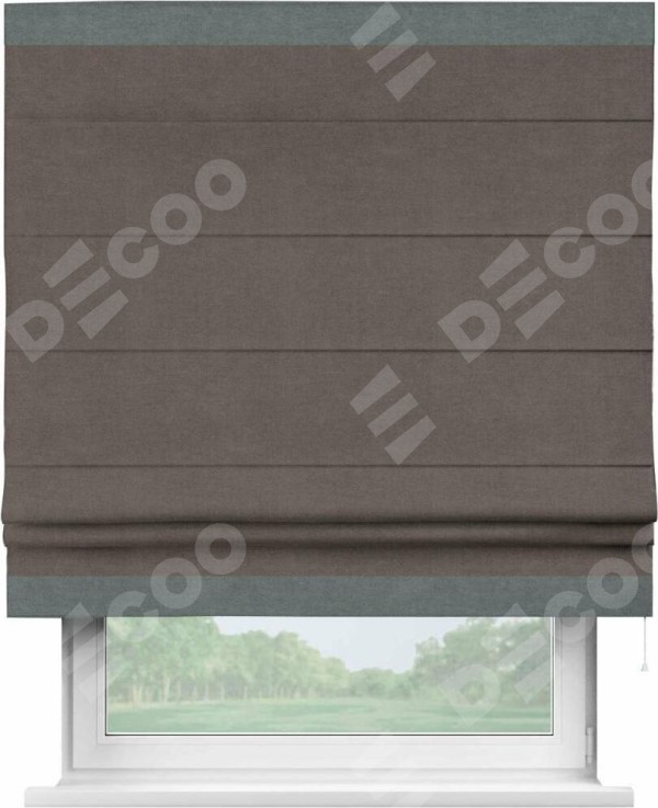 Римская штора «Кортин» с кантом Горизонт, для проема, ткань вельвет коричневый