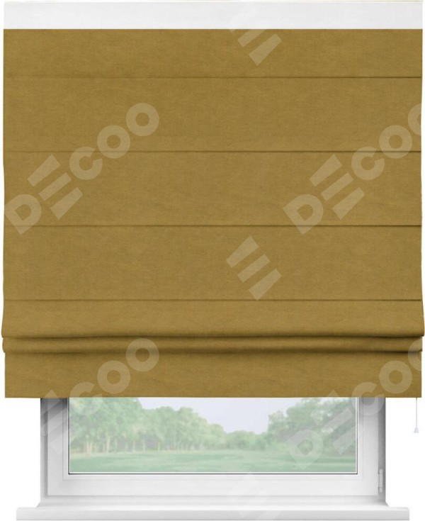 Римская штора «Кортин» с кантом Кинг, для проема, ткань вельвет светло-коричневый