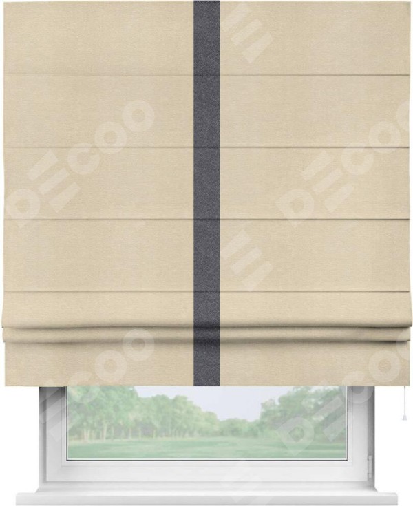 Римская штора «Кортин» с кантом Хайвэй, для проема, ткань софт однотонный бежевый лайт