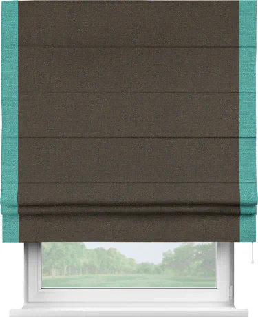 Римская штора «Кортин» с кантом Стрим Дуо, для проема, ткань лён темно-коричневый
