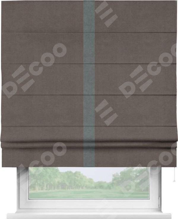Римская штора «Кортин» с кантом Хайвэй, для проема, ткань вельвет коричневый