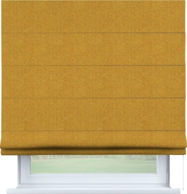 Римская штора «Кортин» для проема, ткань твид блэкаут, медово-желтый