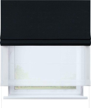 Римская штора «Кортин» день-ночь, ткань лён димаут max, синий