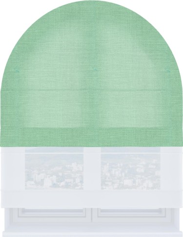 Римская штора «Кортин» день-ночь для арочного проёма, ткань лён светло-бирюзовый